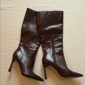 Brown Leather Knee-High Boots